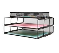 EXERZ Stackable Letter Trays 2 Pack with Memo Holder Desk Organiser Black