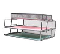 EXERZ Stackable Letter Trays 2 Pack with Memo Holder Desk Organiser Silver