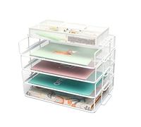 Exerz Stackable Paper Sorters 4pcs with an Accessory Organiser/ 4 Tiers Letter Trays with Extra Divider Memo Holder On Top - Metal Desk Organiser Office, School, Home