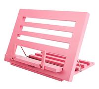 EXERZ Wooden Cookbook Stand Adjustable Book Holder and Tablet Easel Pink