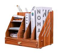 EXERZ Wooden Desk Organiser with Drawer A4 Paper Sorter 3 Tier MDF Wooden