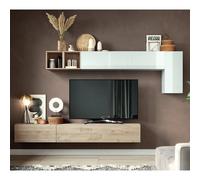 exeter high gloss entertainment unit in white and cadiz oak