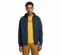 Exeter River Zipped Hoodie in Cotton Mix Navy Blue