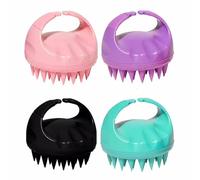 Exeton Scalp Massager Shampoo Brush Ergonomic Scalp Scrubber with Soft & Flexible Silicone Bristles for Hair Care and Head Relaxation Perfect for Dandruff Removal and Hair Growth (Black/Purple)