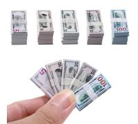 EXEXIUO 500 Pcs Miniature Scene Dollars 1:12 Mini Dollar Mixed Denominations Fake Money Bills 5 &10 & 20& 50& 100 Dollar Bills Prop Money for Dollhouse Scene Model Craft Decoration Accessories