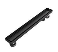 EXF Offset Linear Shower Drain 20 Inch Matte Black with Reversible Flat & Tile Insert Cover, Stainless Steel Rectangle Shower Floor Drainage with Hair Catcher, Adjustable Feet
