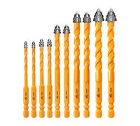 EXFEIN 10pcs Serrated Tungsten Carbide Drill Bits (5/6/8/10/12mm) x2 - Upgrated Masonry Drill Bits for Tile Concrete Brick Marble Wood Plastic