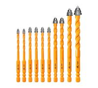 EXFEIN 10pcs Serrated Tungsten Carbide Drill Bits 5mmx2+6mmx4+8mmx2+10mm+12mm - Upgrated Masonry Drill Bits for Tile Concrete Brick Marble Wood Plastic