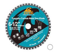 EXFEIN 165mm x 20mm 48T Metal Cutting Circular Cutting Disc | Tungsten Carbide Tipped Cutting Disc for Mild Steel, Metal Sheet & Pipe