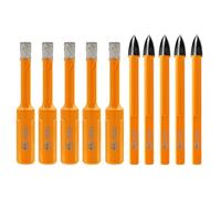 EXFEIN Diamond Drill Bits 6mm- 10pcs Tile Drill Bits & Carbide Drill Bits for Drilling for Ceramic Tile Marble Porcelain