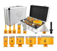 EXFEIN Diamond Tile Hole Saw Kit 12pcs - Diamond Core Drill Bits 6/8/10/19/25/35/50/65/102mm for Tile Porcelain Marble with 20mm Finger Bit and 50mm Chamfer Bit Trimming Holes and SDS Adapter