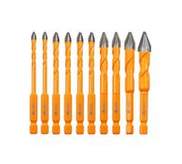 EXFEIN Tile and Masonry Drill Bits 10pcs/set - 5mm*2+6mm*4+8mm*2+10mm+12mm Carbide-Tipped Eccentric Drill for Wood Plastic Ceramic Concrete Marble