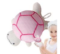 Exfoliaating Shower Ball - Cute Cartoon Turtle Shape, Delicate Touch Durable Mesh, Rich Lather Scrubber Cleansing Accessory for Silky Skin | Pouf for Children Toddllers Bath Time