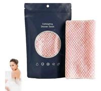 Exfoliating Antibacterial Shower Towel, Multi Exfoliating Shower Towel, Extra Long exfoliating Washcloth, Body Scrubber for Lathering and Dead Skin Removal (Pink)