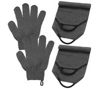 Exfoliating Back Scrubber Bath Gloves Set, 2Pcs Exfoliating Glove and 2Pcs Body Scrubber, Back Scrubbers for Use in Shower for Body, Face, Shower, Bath and Deep Cleansing