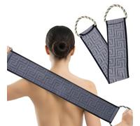 Exfoliating Back Scrubber for Shower Double-Side Use Exfoliate Washcloth Bath Tool to Scrub Your Body Deeply with Handles (Grey)
