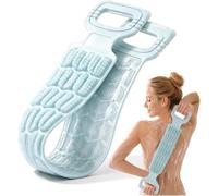 Exfoliating Back Scrubber For Shower,Silicone Body Scrubber Belt, Back Scrubber With Handles,Double Sided Body Exfoliator Bath Tool,Exfoliating Washcloth To Scrub Your Body Deeply For Men & Women，Blue