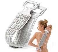 Exfoliating Back Scrubber For Shower,Silicone Body Scrubber Belt, Back Scrubber With Handles,Double Sided Body Exfoliator Bath Tool,Exfoliating Washcloth To Scrub Your Body Deeply For Men & Women，Gray