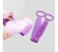 Exfoliating Back Scrubber for Shower with Ergonomic Handles, Exfoliating Washcloth Bath Tool Spiral Texture Back Exfoliator Body Scrub Towel for Exfoliation and Massage, Purple