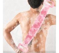 Exfoliating Back Scrubber Strap with Handles 23.6 Inch Silicone Bath Brush Double Sided Shower Tool for Men and Women(Pink)