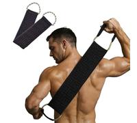 Exfoliating Back Scrubber with Long Handle for Deep Cleansing - Dual-Sided Loofah Cloth for Skin Renewal and Massage, Reusable Bath Washer with Geometric Pattern, 31 Inch Length in Black
