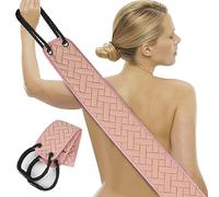 Exfoliating Back Scrubber with Upgraded Handles, 38.5 Inch Double-Sided Body Scrub Bath Exfoliator, Exfoliating Washcloth for Use in Shower, Back Washer to Deep Clean Your Skin for Men & Women (Pink)