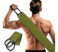 Exfoliating Back Scrubber with Upgraded Handles, 38.5 Inch Double-Sided Body Scrub Bath Exfoliator, Exfoliating Washcloth for Use in Shower, Back Washer to Deep Clean Your Skin for Men & Women (Green)