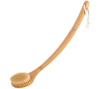 Exfoliating Bath Brush, Hard and Soft Bristles Available, Home Bamboo Back Scrubber with Long Handle, Nine-Tooth Anti-Slip Pattern(Original Color B,44 * 12.8cm)