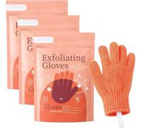 Exfoliating Bath Glove,Reusable Soft Body Scrub Gloves,Deep Oil Control Exfoliation Skin Polishing Shower Mitt,Rough Textured Dead Skin Remover for Men Women (3 Pair)