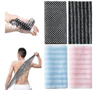 Exfoliating Bath Towel Set of 4, 39 Inch Long Japanese Bath Scrubber for Body & Back, Dual-Sided Textured Washcloth for Dead Skin Removal, Style1 Exfoliating Towel, for Shower
