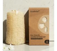 Exfoliating Body Scrubber - 100% Plant-Based Shower Loofah Sponge, Biodegradable & Dye-Free, Gentle for Body & Face, Handcrafted, Scratch-Free, for Women & Men - 4PCS Set