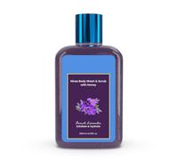 Exfoliating Body Wash & Scrub for Rough & Bumpy Skin - French Lavender Tan Removal Scrub with 10 Herbs, for Women & Men, 250ml