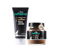Exfoliating Coffee Body & Face Scrub for Tan, Dirt & Blackhead Removal | Value Pack | De-Tan Bathing Combo for Women & Men With Body (55gm) & Face (75gm) Scrubs