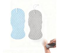 Exfoliating Foam Scrub, Magic Exfoliating Bath Sponge, 3D Reusable Super Soft Body Scrubber for Women Men Adults for All Skin Types (Blue + Grey)