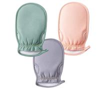 Exfoliating Glove, 3 Pack Body Scrub Exfoliator, Dual-Sided Deep Clean Mitt for Dead Skin Removal, Helps Prevent Ingrown Hairs, Improve Skin Circulation, Enjoy Home Spa Care, Pink Green Purple