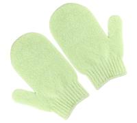 Exfoliating Gloves, 2pcs Bath and Body Exfoliator Mitts, Bamboo Shower Gloves, Scrubs Away Ingrown Hair and Dead Skin, for Shower, Spa, Massage and Dead Skin Cell Remover Loofah (light green)