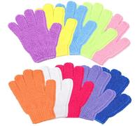 Exfoliating Gloves | Bamboo Shower Gloves | 20pcs Bath and Body Exfoliator Mitts | Scrubs Away Ingrown Hair and Dead Skin for Shower, Spa, Massage and Dead Skin Cell Remover Loofah - 10 Colours