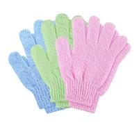 Exfoliating Gloves | Bamboo Shower Gloves | 6pcs Bath and Body Exfoliator Mitts | Scrubs Away Ingrown Hair and Dead Skin for Shower, Spa, Massage and Dead Skin Cell Remover Loofah - Green,Blue,Pink