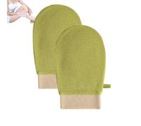 Exfoliating Gloves, Bath and Body Exfoliator Mitts, The Ultimate Tool Thin Skin a loofah, Bamboo Shower Gloves, for Deep Cleansing, Massage, and Skin Exfoliation - Natural, Gentle (Green)