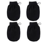 Exfoliating Gloves for Body 4Pcs Dual-Sided Design, effectively remove dirt and suitable for both men and women, fulfilling your skin's deep cleansing needs (Black)