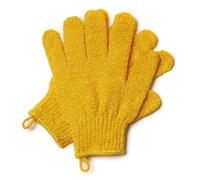 Exfoliating Gloves - Natural Bamboo Shower Gloves - Bath and Body Exfoliator Mitts - Scrubs Away Ingrown Hair and Dead Skin - Eco Microfibre Bath Glove (Yellow)