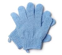 Exfoliating Gloves - Natural Bamboo Shower Gloves - Bath and Body Exfoliator Mitts - Scrubs Away Ingrown Hair and Dead Skin - Eco Microfibre Bath Glove (Blue)