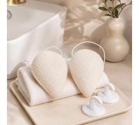 Exfoliating Konjac Face Sponge 2-Pack, Natural Walnut Shell Facial Cleansing Sponge Puff Set, Deep Cleansing Pore Purifying Skin Care Wash Sponges for All Skin Types