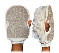 Exfoliating Mitt Body Scrubber, Double-Sided Glove, Shower Puff Loofah Sponge, Dual Action Gentle Scrub & Bath Sponge for Skin Cleaning