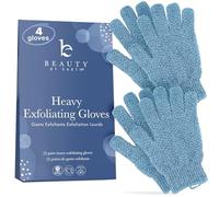 Exfoliating PINPOXE Bath Gloves for Shower - Heavy Exfoliation, Body Scrub Shower Scrubber, Shower Exfoliating Gloves for Women & Men, Loofah Shower Glove - (2 Pairs, 4 Gloves)