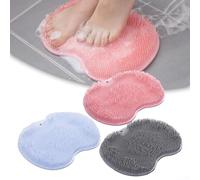 Exfoliating Shower Foot Scrubber Mat with Slip Suction Cups and Hands Free Experience (grey)