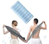 Exfoliating Shower Towel,Exfoliating Washcloth Towel,Multi-Purpose Exfoliating & Lathering Bath Towel,Ultra-Long Foam Back and Body Scrubbers for Smooth Skin Care (Blue)
