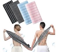 Exfoliating Shower Towel,Exfoliating Washcloth Towel,Multi-Purpose Exfoliating & Lathering Bath Towel,Ultra-Long Foam Back and Body Scrubbers for Smooth Skin Care (Mix-4Pcs)