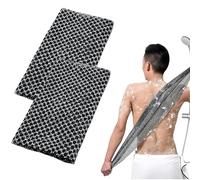 Exfoliating Shower Towel - Natural Bamboo and Charcoal Fibre Scrub - Gentle Exfoliation for the Body (Black Mesh)