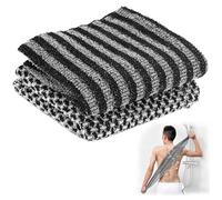 Exfoliating Towel, 2pcs Back Scrubber Extra Long Rough for Men & Women Deep Washer Washcloth Dead Skin Cell Remover Special Texture Makes Fluffy Foam Lather Shower Wash Black Cloths
